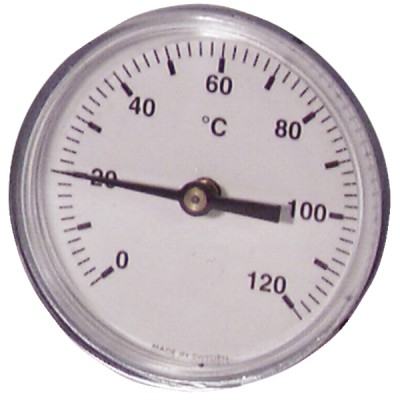 Thermomètre rond 0 à 120°C Ø63mm plonge axiale 40mm - DIFF