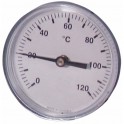 Thermomètre rond, Ø100mm, plongeur axial 50mm, 0/120°C - DIFF
