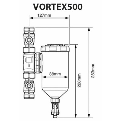 Filtre magnétique VORTEX500 M1" - SENTINEL : ELIMV500-GRP1M-EXP