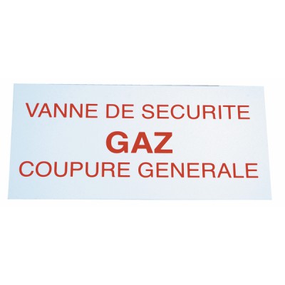 Étiquette rigide vanne de sécurité gaz coupure générale - DIFF